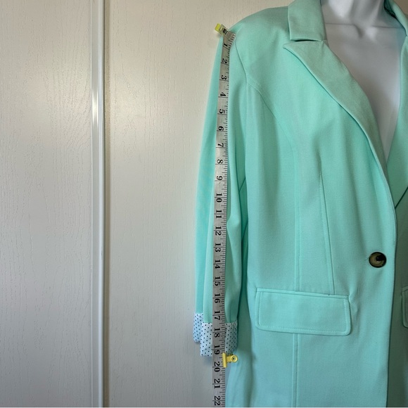 BCX Women’s Mint 3/4 Sleeve Polka Dot Cuff Single Breast Career Blazer- Large - Picture 13 of 16